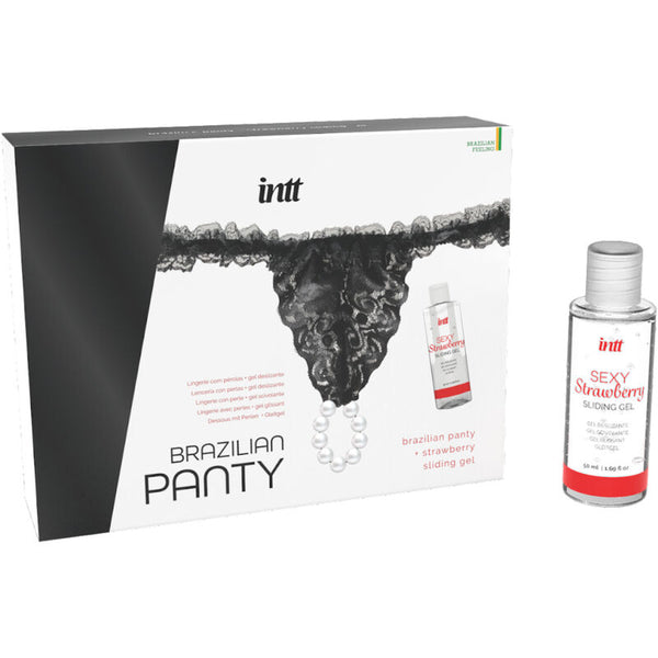 Intt braga brasileña negra con perlas y gel lubricante 50 ml