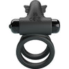Doble anillo vibrador con estimulador negro