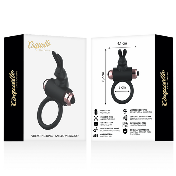 Anillo vibrador para el pene negro y dorado