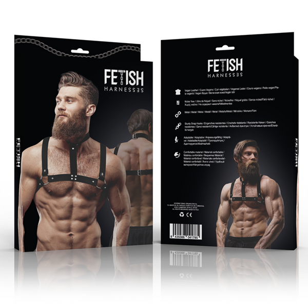 Fetish arnés ajustable ecopiel pecho con collar hombre