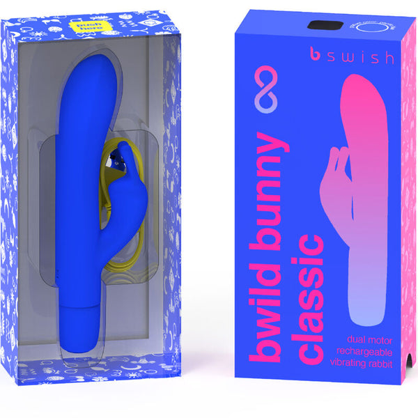 Bwild bunny infinite classic vibrador recargable silicona azul