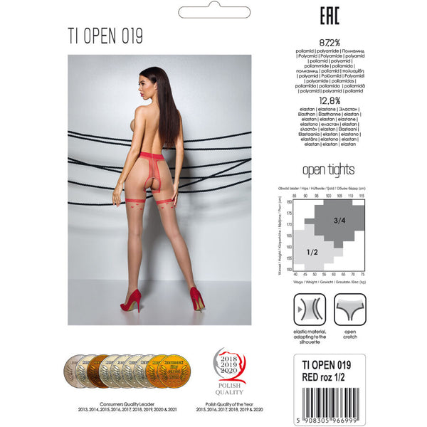 Passion tiopen 019 medias negro rojo 3 4 20 den