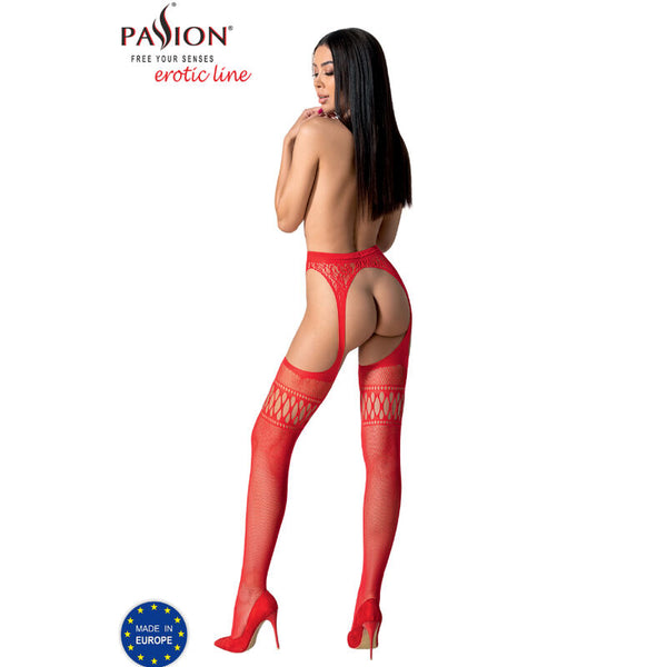 Passion s026 medias con liguero blanco talla única