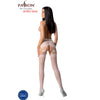 Passion s027 medias con liguero blanco talla única