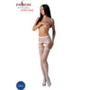 Passion s027 medias con liguero blanco talla única
