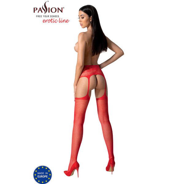Passion s028 medias con liguero blanco talla única