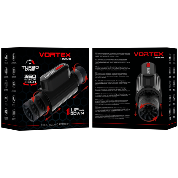 Jamyjob vortex masturbador turbo con empuje y rotación 360 movimiento arriba y abajo