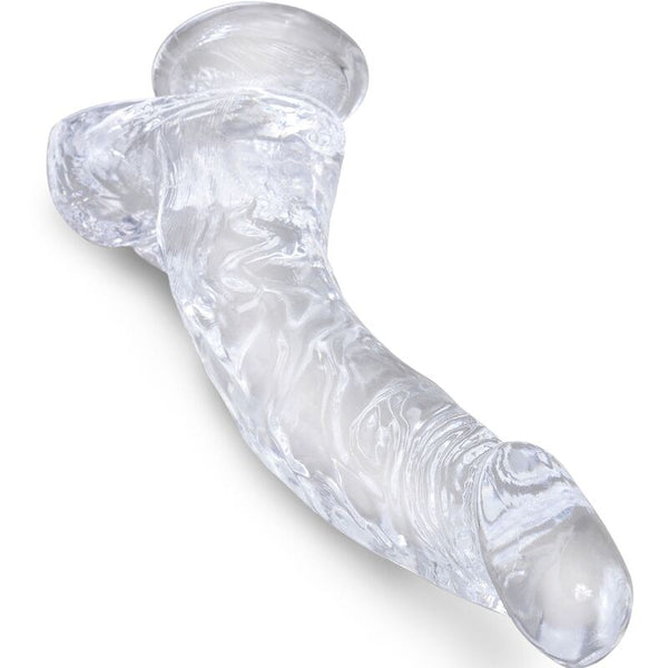 King clear pene realístico curvado con testículos 16.5 cm transparente