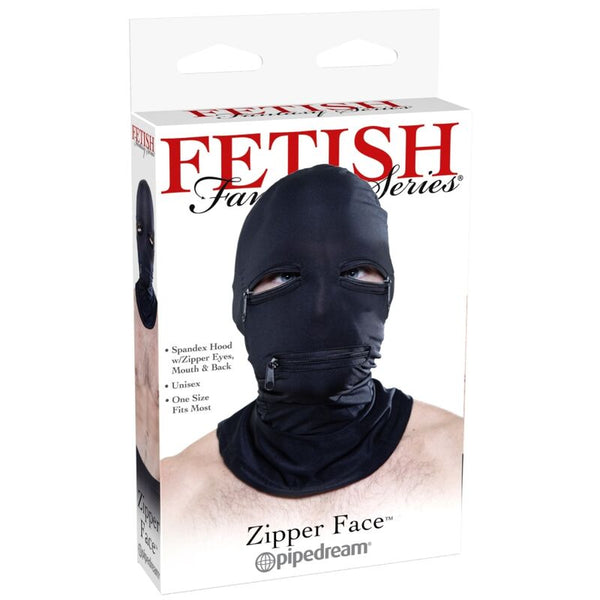 Fetish pasamontañas con cremalleras negro