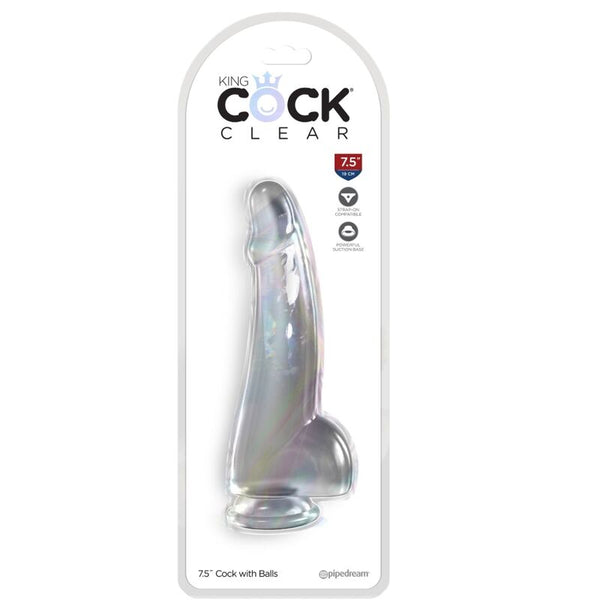 King clear dildo con testículos 15.2 cm transparente