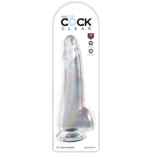 King clear dildo con testículos 19 cm transparente