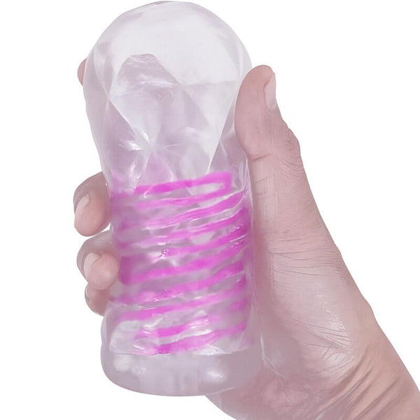Pretty masturbador masculino fantasy espiral interna y bolas transparente