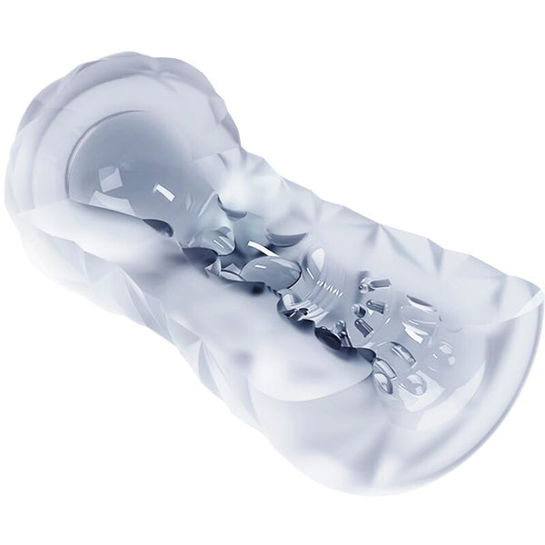 Pretty masturbador masculino fantasy espiral interna y bolas transparente