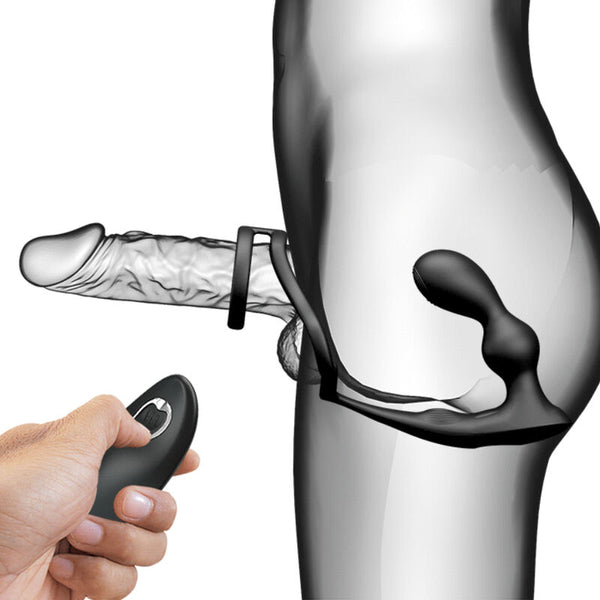 Pretty marshall anillo para pene con plug anal vibratorio y control remoto