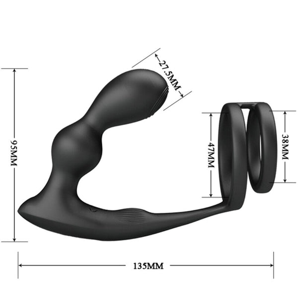 Pretty marshall anillo para pene con plug anal vibratorio y control remoto