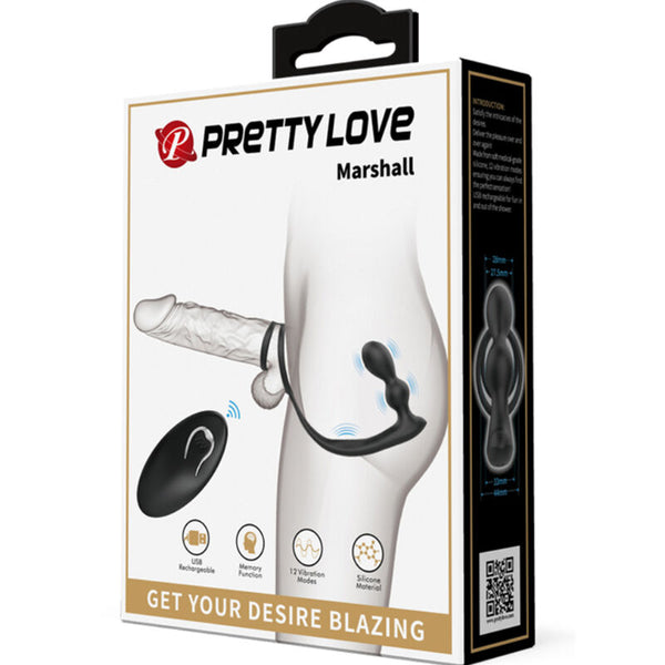 Pretty marshall anillo para pene con plug anal vibratorio y control remoto