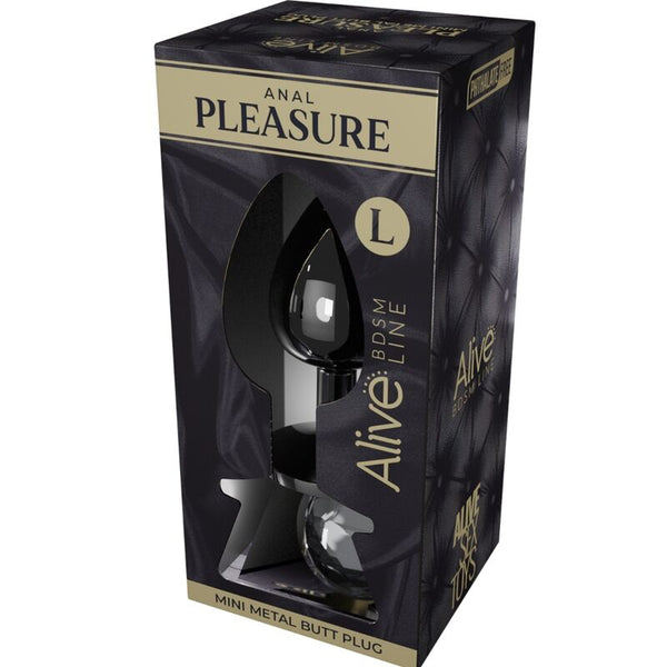 Alive anal pleasure mini plug metal negro talla l