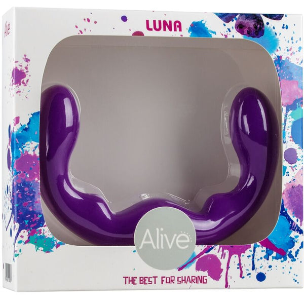 Alive luna dildo doble penetración silicona violeta 25 cm