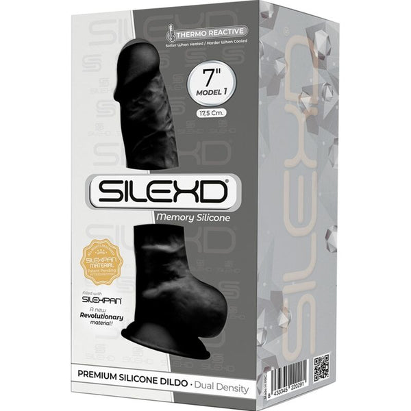 Silexd modelo 1 pene realístico silicona premium silexpan negro 17.5 cm