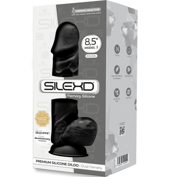 Silexd modelo 1 pene realístico silicona premium silexpan negro 21.5 cm