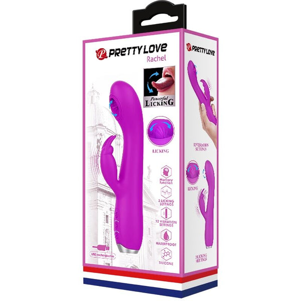 Rachel vibrador recargable con succionador morado
