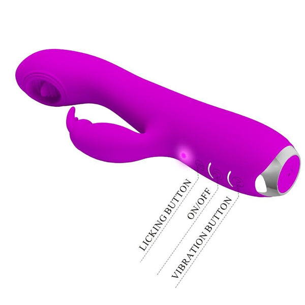 Rachel vibrador recargable con succionador morado