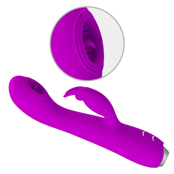 Rachel vibrador recargable con succionador morado