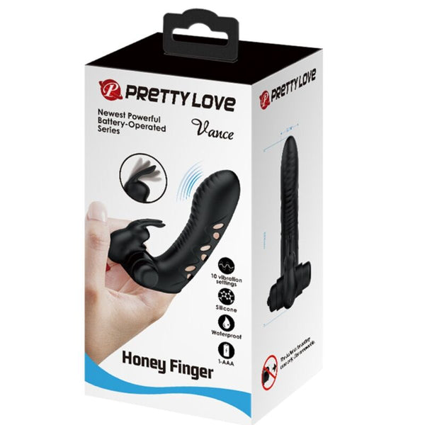 Vance funda dedo vibrador conejo negro