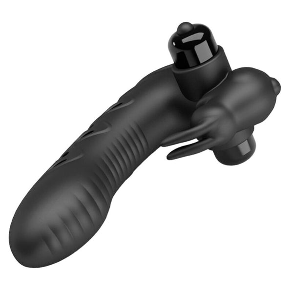Vance funda dedo vibrador conejo negro