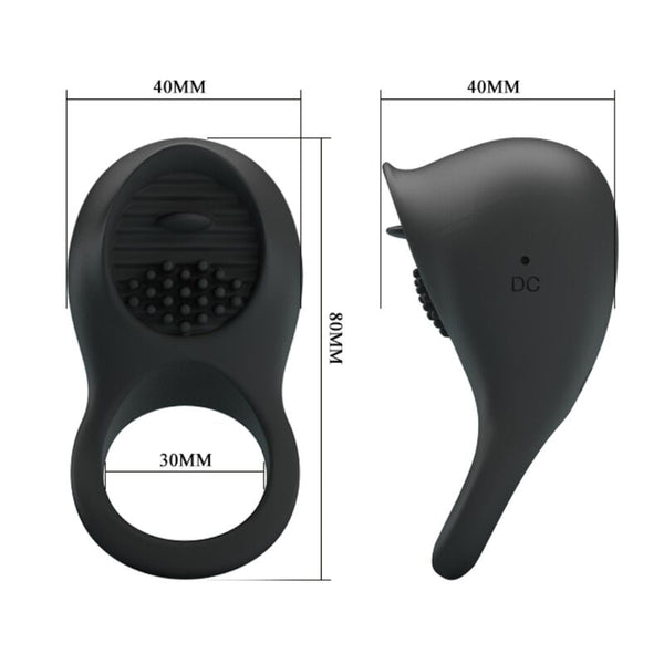 Anillo vibrador para pene con lengua negro