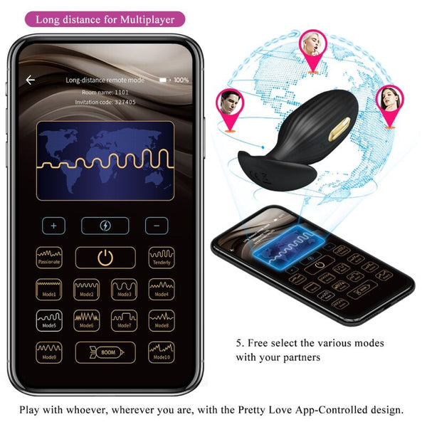 Pretty jefferson plug anal controlado por app negro