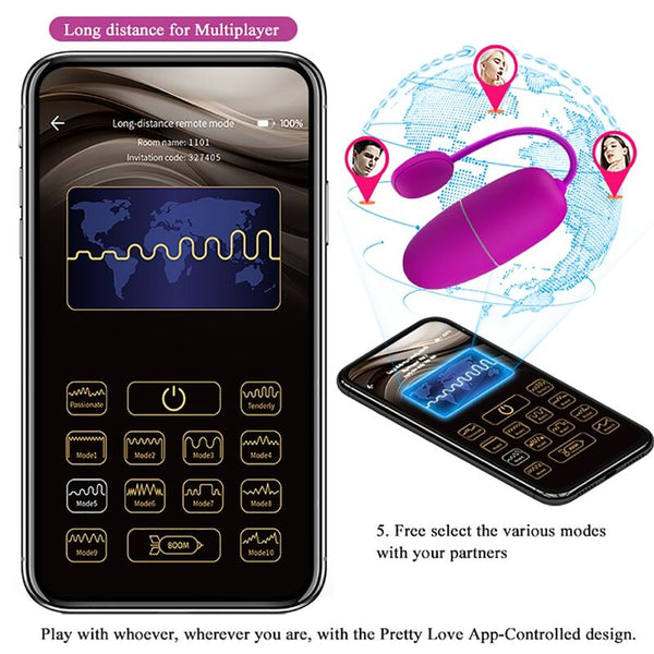 Nymph huevo vibrador controlado por app violeta