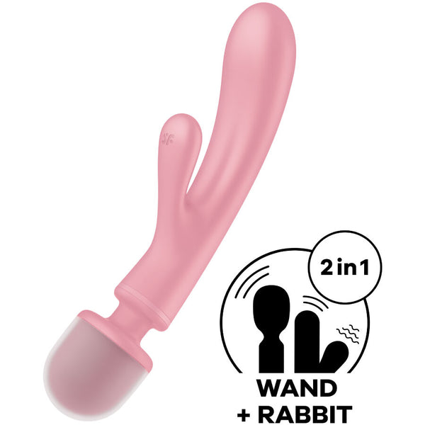 Triple lover masajeador vibrador rabbit gris