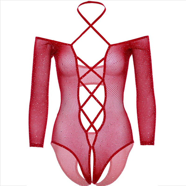 Leg body con abertura con brillo rojo