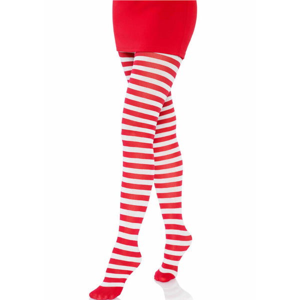 Leg medias de rayas blanco rojo