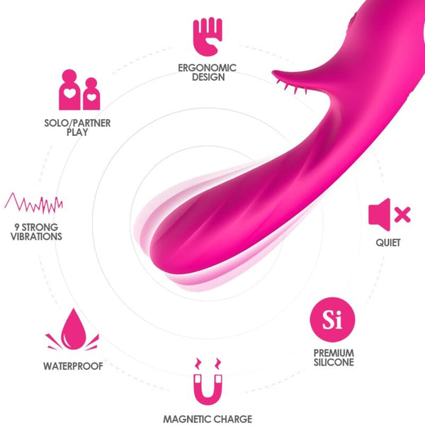 Romance vibrador con estimulador fucsia