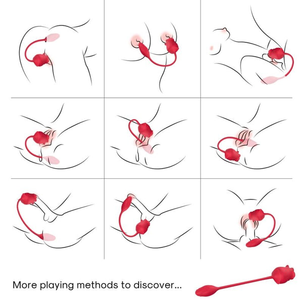 Succionador y vibrador armony rosa 2 en 1 estimulador 10 modos con cola rojo
