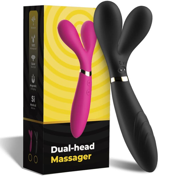 Y wand masajeador y vibrador cabeza doble negro