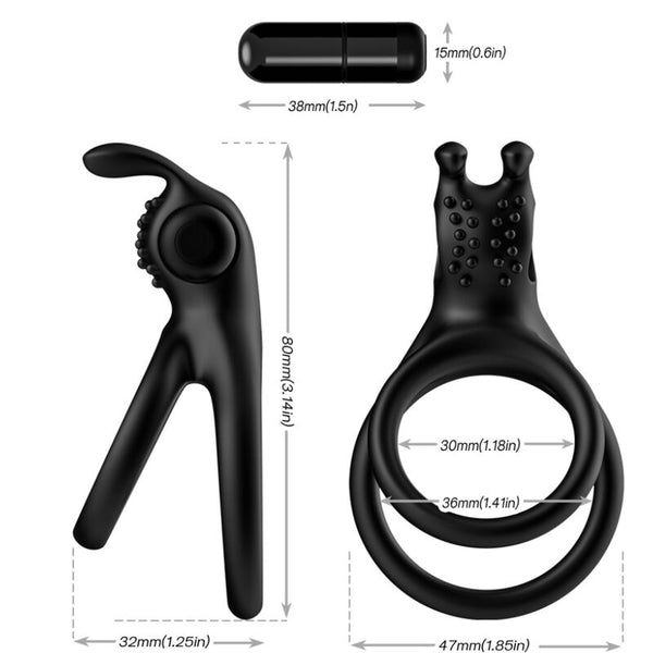 Traveler anillo doble vibrador pareja rabbit negro