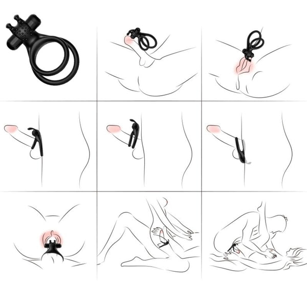 Traveler anillo doble vibrador pareja rabbit negro