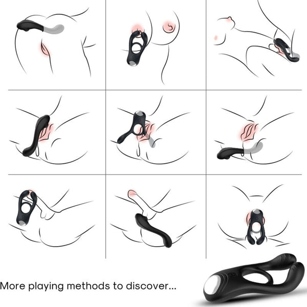 Veyron anillo vibrador doble pinza negro