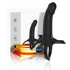 Dildo con anillo y vibrador control remoto negro