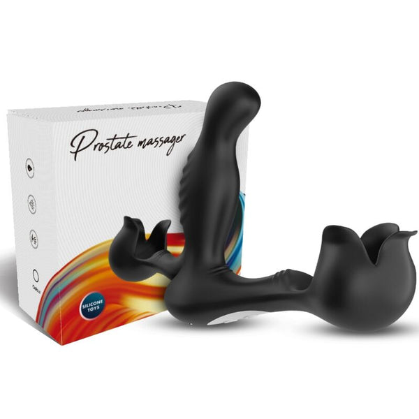 Surround vibrador anal y estimulador testículos control remoto negro