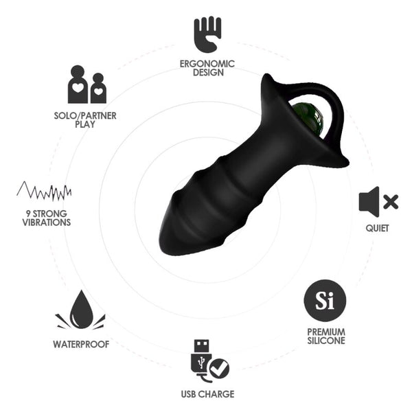 Kylin dedal vibrador y plug anal control remoto negro