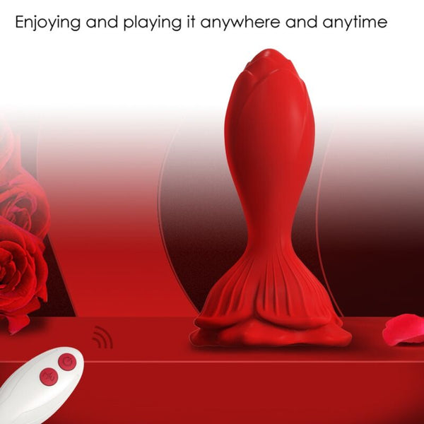Rosa vibrador y plug anal pequeño control remoto rojo