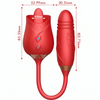 Vibrador Armony Delight Flower con movimiento de empuje y lengua rojo