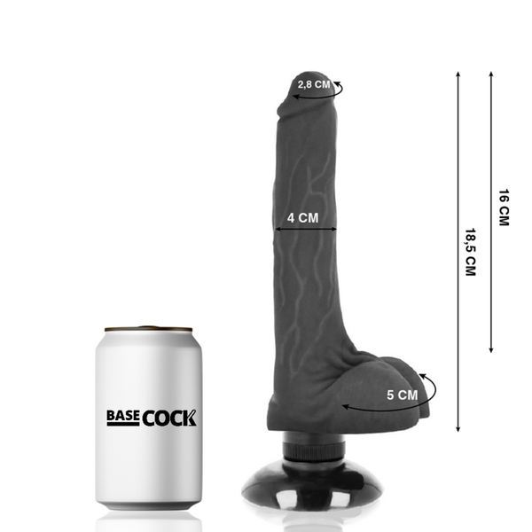 Vibrador realístico 2 1 negro 18.5 cm o 4 cm