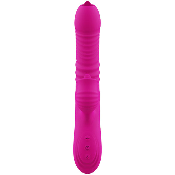 Fanny vibrador multifunción doble lengua efecto calor fucsia