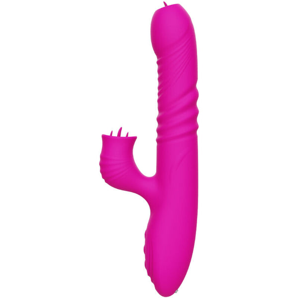 Fanny vibrador multifunción doble lengua efecto calor fucsia