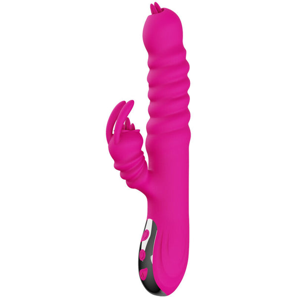 Vibrador multifunción rabbit doble lengua efecto calor fucsia